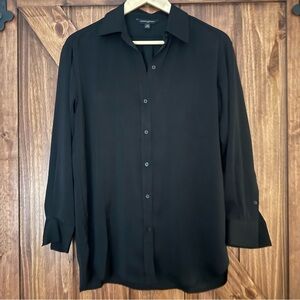 Banana Republic Black Silky Button-Up Shirt XS
